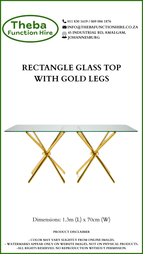 rectangle glass top table gold legs